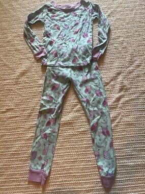 Girls Mint and Pink Owl Long-Sleeve Pajama Set